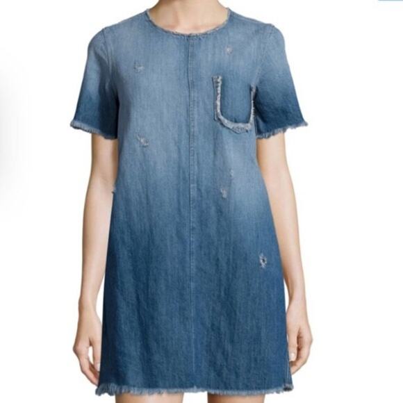Current/Elliott The Frayed Edge Shift Dress in Bombay Destroy Size 0 - Picture 12 of 12